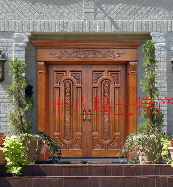 定做红橡原木门别墅门欧式门会所酒店门大门双开门对开实木门50