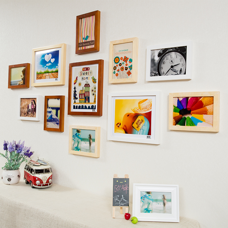 欧锋照片墙实木相片墙客厅卧室创意时尚欧式地中海挂墙相框墙