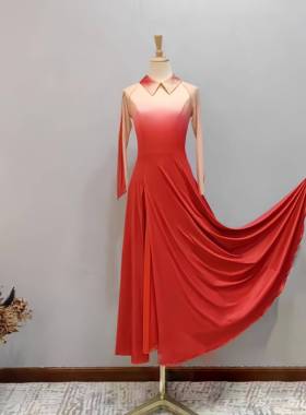 正品新款桃李杯现舞恋服红色之女子群代舞表服中国舞连衣裙演出服
