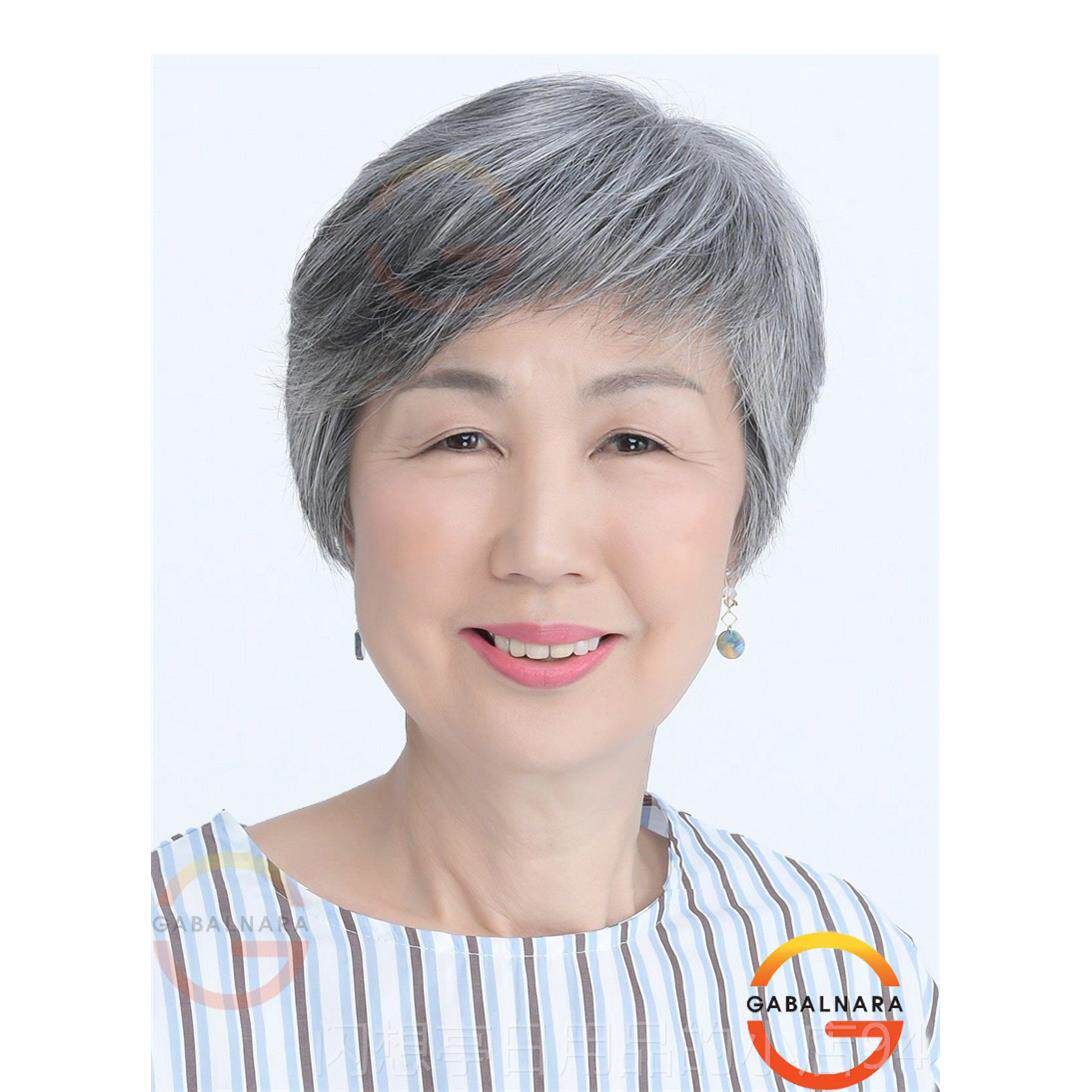 正品采购产品花白色中年人真发妇女假发，奶奶和奶奶发套，老0岁