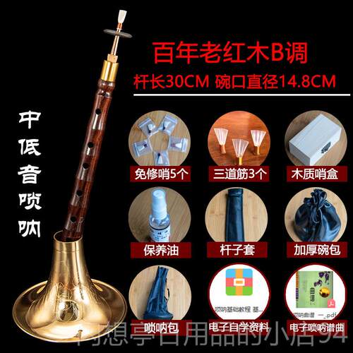 正品专拉业唢呐乐器百年老红木档高高级D叭降B锁呐索喇赵氏演奏全