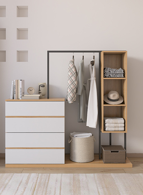 云林业世家抽屉斗柜卧室衣帽架储物柜收纳柜梳妆台组合极简置物柜