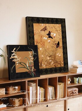 中古风客厅餐厅装饰画法式复古电视柜斗柜桌面摆件画壁画卧室挂画