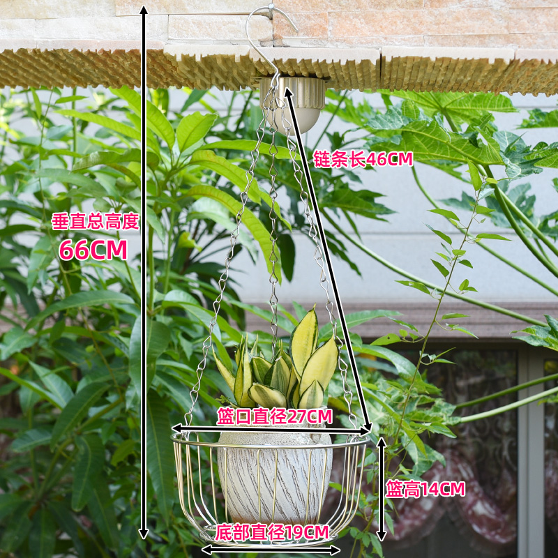 不锈钢吊篮花架家用悬挂式吊盆架简易花盆架阳台花架欧式田园挂架
