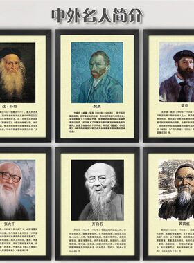 著名画家挂画中外名人简介走廊墙画书店少儿培训书法家介绍装饰画