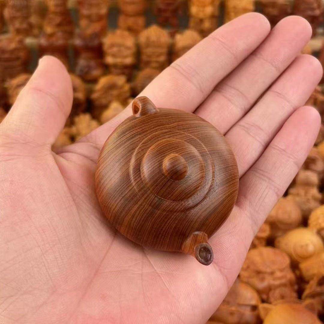 天然陈化老料崖柏把把壶手把件木雕把把壶摆件手把件把把壶文玩