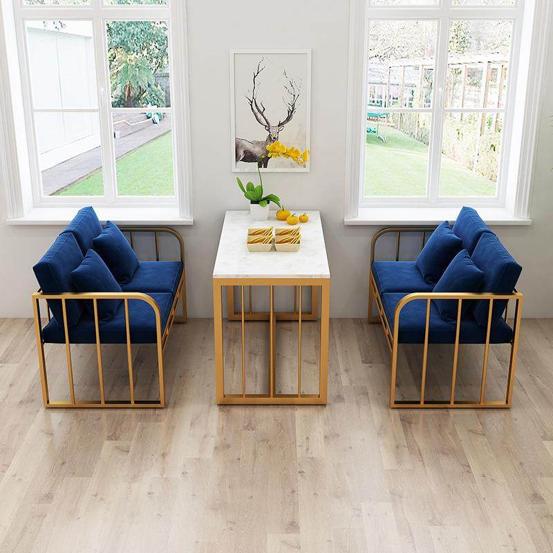 现代简约布艺沙发 餐厅金色铁艺一桌两椅组合奶茶店休闲双人沙发,电子元器件市场,其它元器件,淘宝优惠券,粉丝福利购,淘宝优惠卷