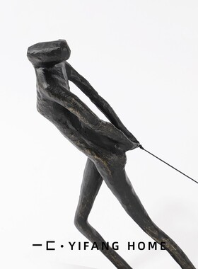 一匚简约现代创意运动人物摆件黑色雕塑酒店售楼处样板房软装饰