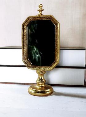 家居欧式覆古做旧桌面色妆镜怀旧金客厅梳妆台镜子摆件化哥特式