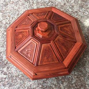 五福八角果盘糖果盒赞比亚血檀九格食盒木雕刻工艺摆件