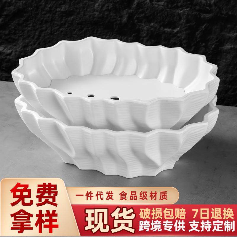 高端三文鱼鱼生刺身专用盘冰盘日料干冰摆盘装饰海鲜拼盘姿造盘子