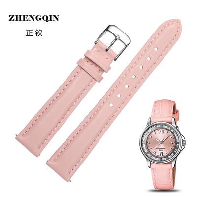 适配卡西欧LTP-1391 SHE-4540/4539/4048粉红色真皮手表带女14mm