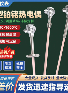 新品S型铂铑热电偶WRP-130/230耐高温0-1600度刚玉管热电偶温度传