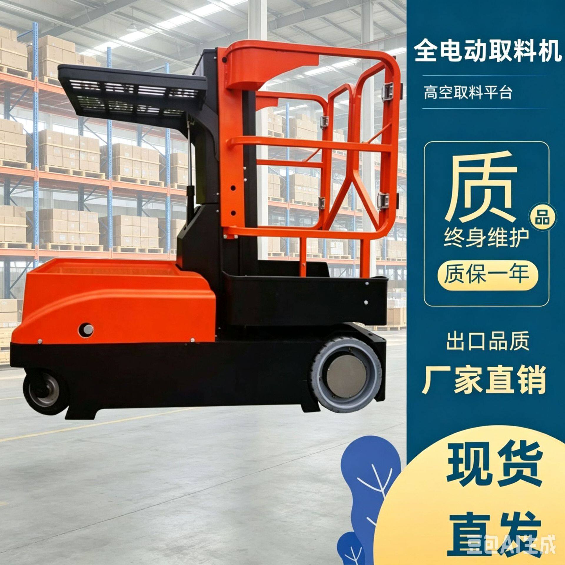 仓库液压升降机全电动高空拣选机工厂移动剪叉式平台车便携举升