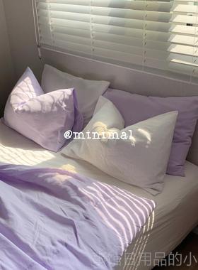 高档Minim幻a色l Cocept 神仙梦紫色n双拼织水洗棉四件套全棉被套