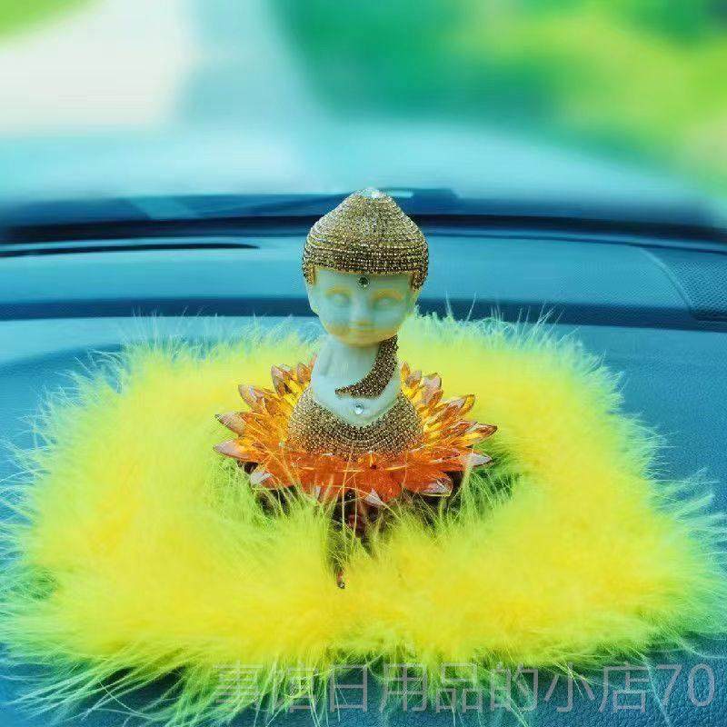 高档车内饰品汽车摆件弥勒佛汽香车水摆件莲控花佛像中饰台摆件装