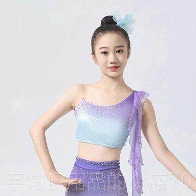 高档儿童舞表演服，装女童傣族服，孔雀舞盖臀鱼尾裙蹈，儿童练习