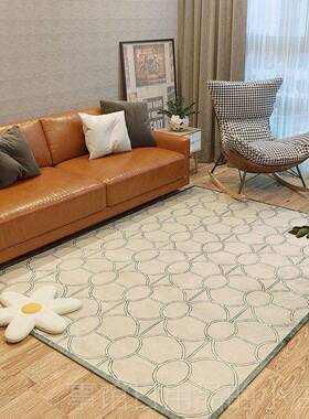 高档现代轻卧奢绿色毯客厅沙发风茶几毯子简约北欧室地床边满铺地