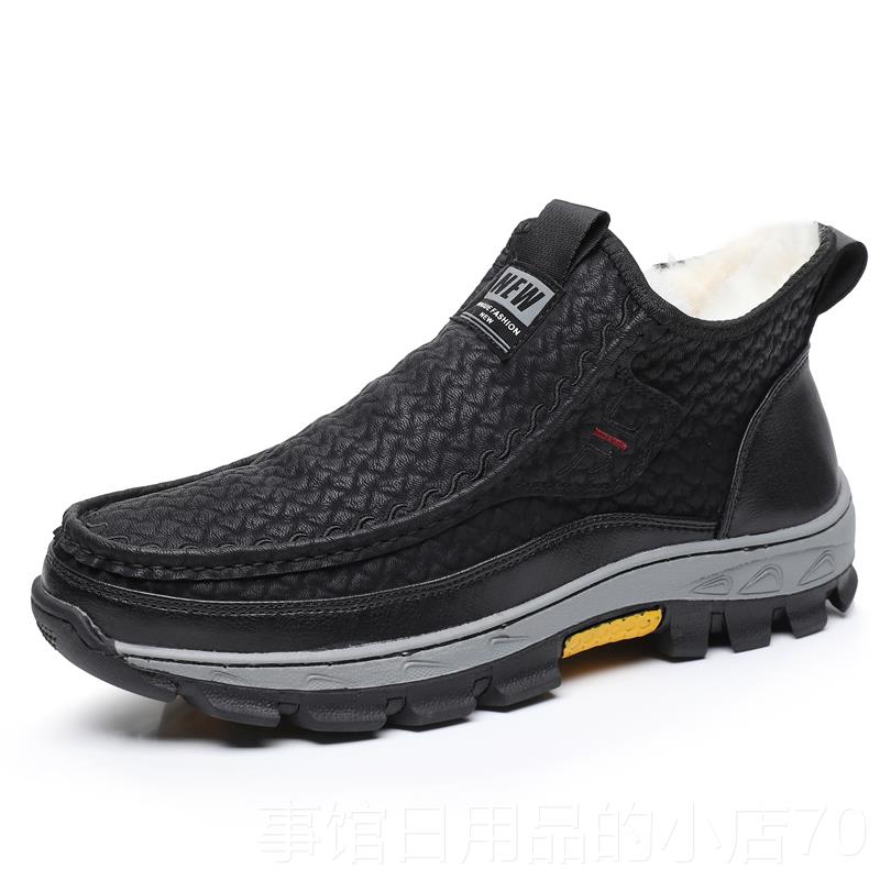 高档冬毛季北京布鞋纯羊老里中老年加绒加厚防水防滑内保暖爸爸男