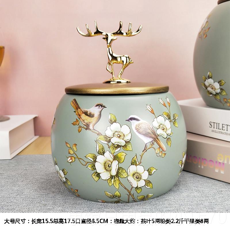 高档装中药粉陶罐物罐面膜盒收纳客饰厅装茶叶罐糖果罐瓷电储视柜