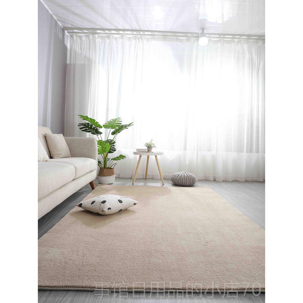 高档北地欧纯色毛绒厅轻奢地毯卧室少女满铺床毯茶几垫边大面客积