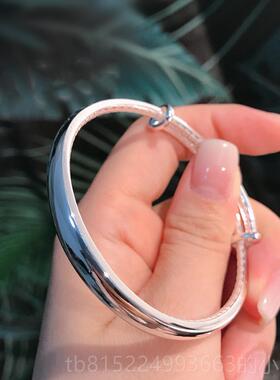 正品9手99纯银光泽贵妃纯银女手炼炼银雕刻百府简单纯优雅女礼品