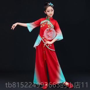 正品儿童服古典秧歌红色喜服庆演出服民扇子舞族打鼓服幼儿手帕舞