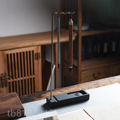 正品笔挂多功能笔架毛笔石架墨汁然砚台舔笔天原晾笔夹挂毛笔架子