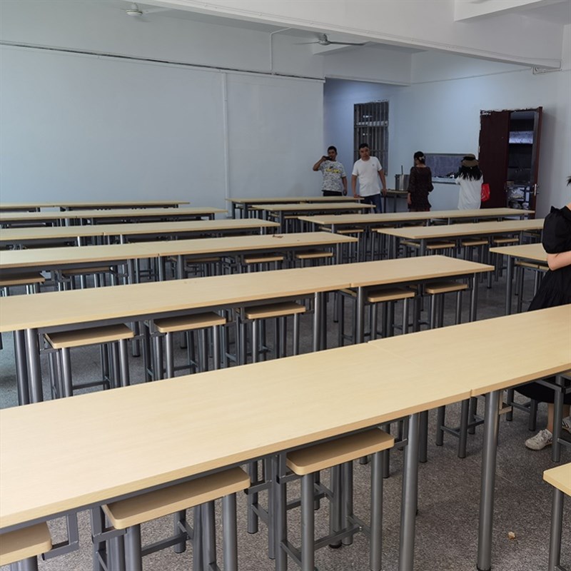 食堂餐桌椅大排档员工快餐饭店学校连体挂凳商用小吃店桌椅