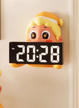 星星人电子时钟挂墙2025新款客厅挂钟壁挂钟表玄关装饰品闹钟摆件