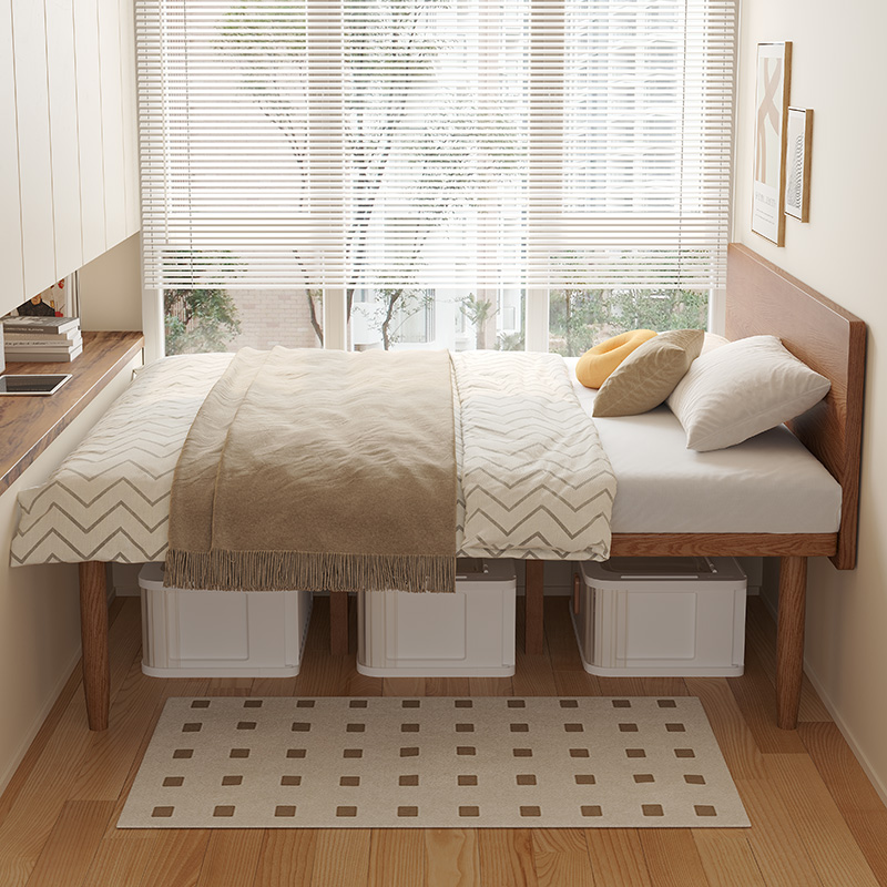 实木床定制飘窗拼接床白蜡木薄床头床小户型省空间窗台延伸衔接床