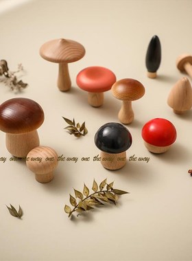 木制手工工艺品创意蘑菇摆件卡通能量站桌面摆件可爱萌新水果摆件