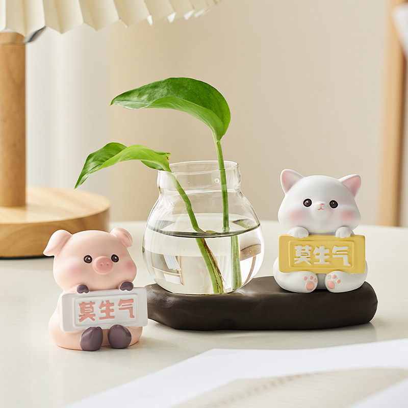 莫生气水培小摆件办公室好物女生电脑办公桌面工位装饰品治愈解压