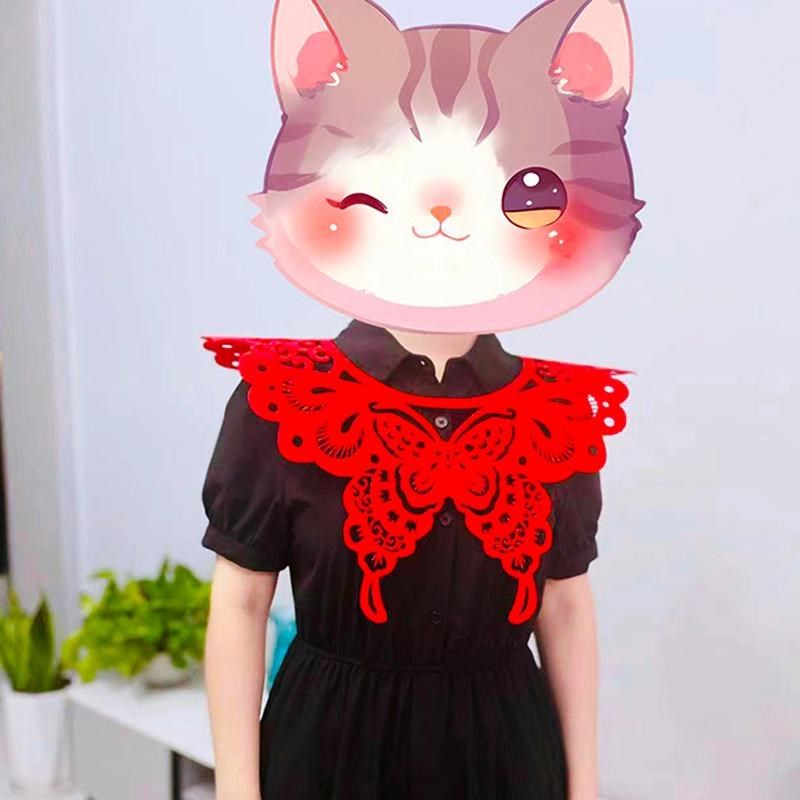 植绒布云肩剪纸成品窗花造型学校儿童幼儿园镂空汉服服饰