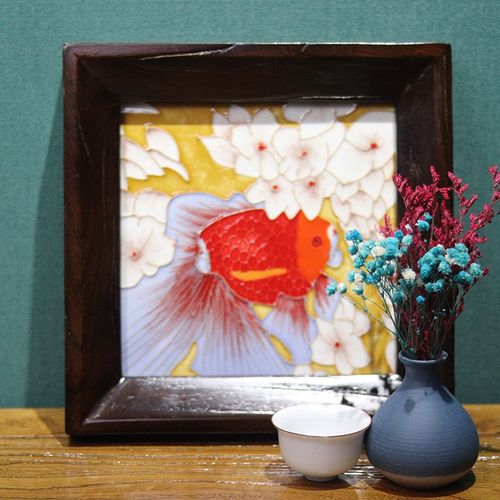 文创27*27手工绘制瓷板画客厅沙发背景墙玄关卧室装饰画