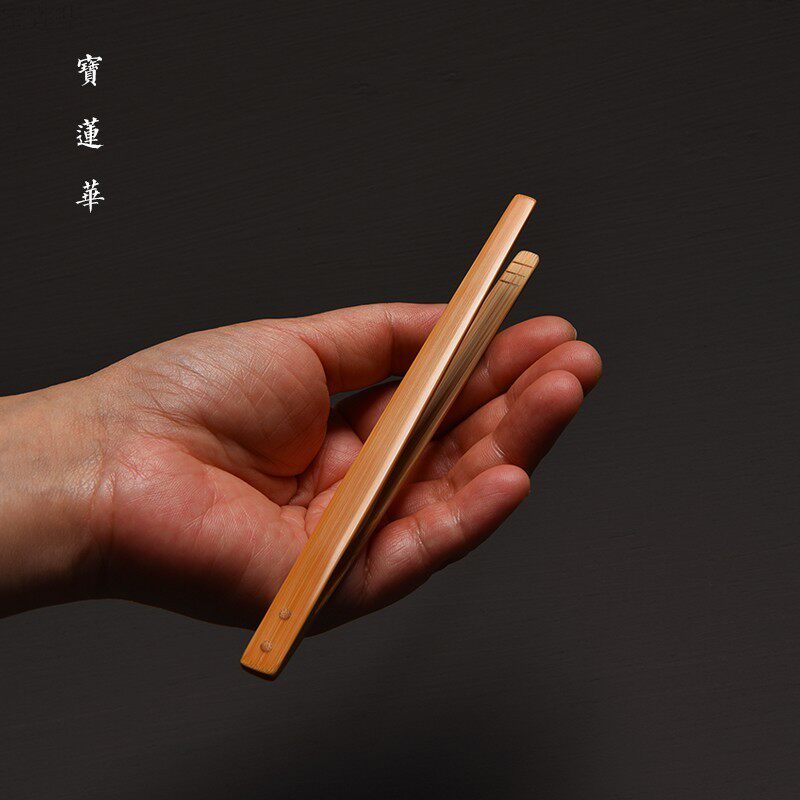 特精制袖珍玉竹茶夹 手工镜面精磨老玉竹制茶夹茶杯夹子 茶道夹杯