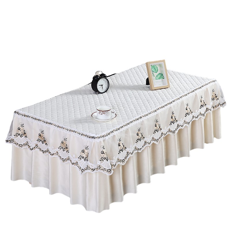 防滑茶几罩全包简约现代蕾丝桌布垫客厅盖布长方形茶机桌罩台布