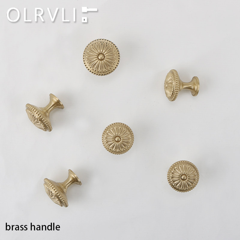 olrvli黄铜法式衣柜拉手复古欧式新古典把手中古铜拉丝抽屉把手