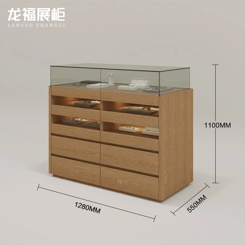 珠宝展示柜复古玉器陈列柜玻璃中岛柜台中式展柜