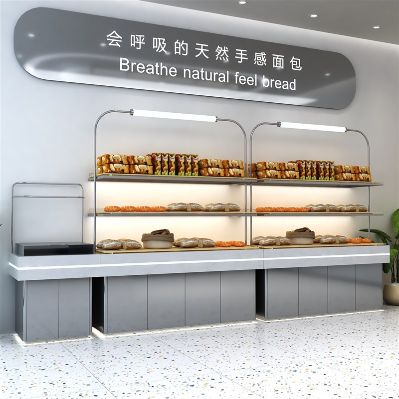 面包柜展示柜大理石中岛柜不锈钢钛金收银台弧形糕点柜工厂直销