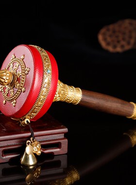 红皮底座 手摇转轮六字金色大小号可选