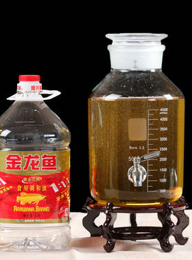 玻璃大油桶 高硼硅耐热大油壶 不锈钢龙头超大盛油瓶 无铅泡酒瓶