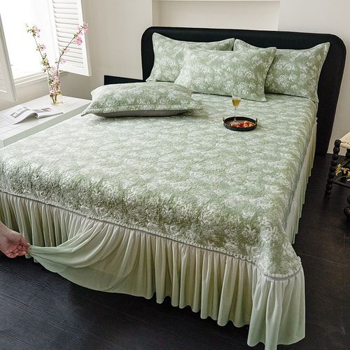 2025新款凉感丝夏季冰丝凉席中分子冰感床裙款软凉席三件套可机洗