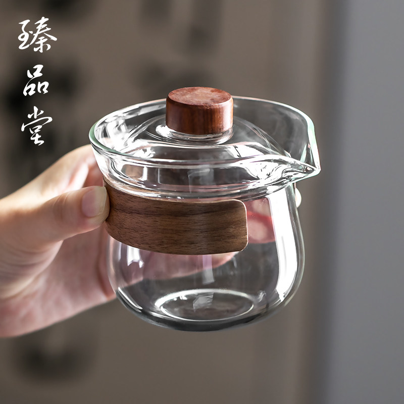 臻品堂 玻璃盖碗防烫泡茶杯三才茶碗家用带过滤手抓壶功夫茶具