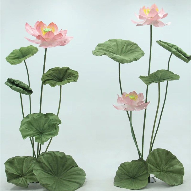 荷叶荷花夏日美陈美陈装置巨型花纸艺花