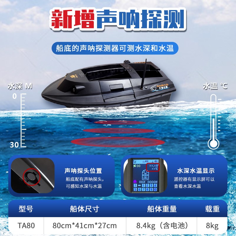 大猫钓鱼新款打窝船自动返航便携钓鱼船马达超长续航拉网遥控船