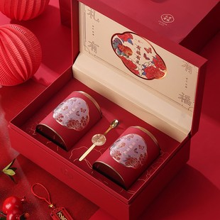 散茶2圆罐铁罐高档茶叶礼盒装空盒岩茶滇红高端红茶包装盒空礼盒