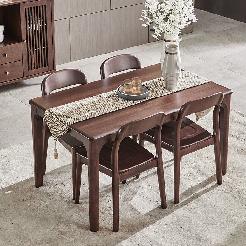 黑胡桃木全实木餐桌1米4小户型客厅饭桌胡桃木餐桌一桌四六椅组合