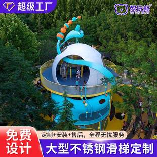 户外大型不锈钢滑梯无动力游乐设备室外亲子乐园器材设备滑滑梯