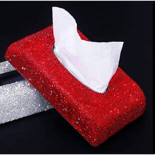 汽车纸巾盒座式满钻创意汽车扶手箱抽纸盒汽车内饰车载纸巾盒镶钻